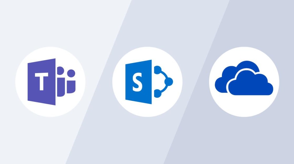 What is the difference between Microsoft OneDrive, SharePoint, and Teams?