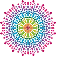 A vibrant mandala with intricate geometric patterns in a radial design, featuring a blend of bright colors like pink, purple, blue, green, and yellow. Its symmetrical and kaleidoscopic effect parallels the harmonious precision often seen in effective IT services.